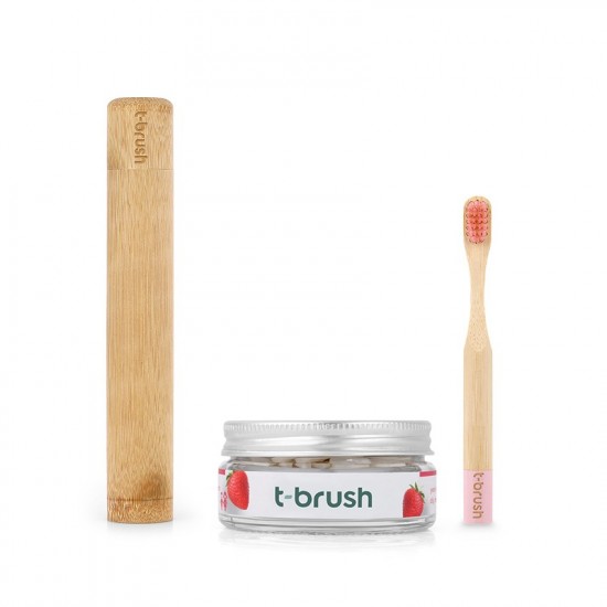 T-Brush Natural Dental Care Set for Kids Pink - Large