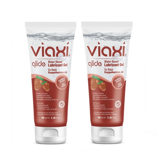 Viaxi Glide Strawberry Flavored Lubricant Gel 100 ml (2 Pack)